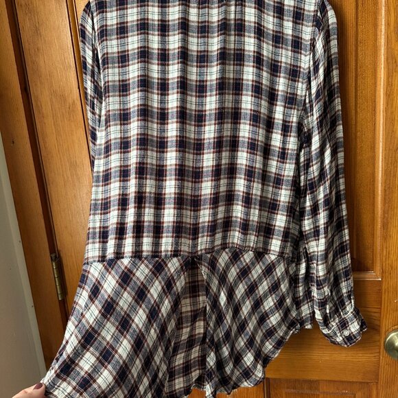 Lucky Brand Flowy Plaid/Flannel Button Down Shirt Top - Medium - Picture 3 of 7